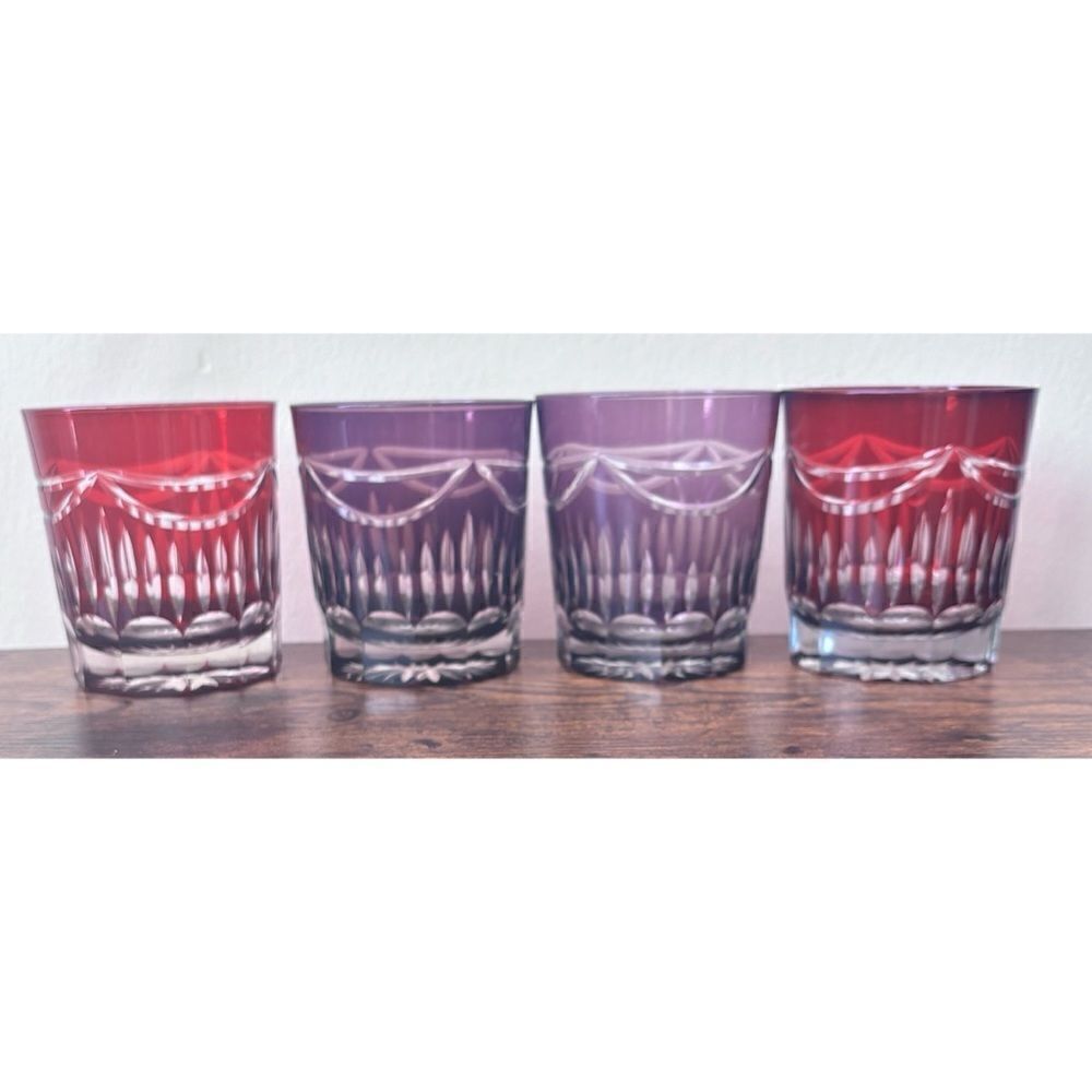 1950’s FIFTH AVENUE 2 Princess Ruby 2 Princess Amethyst Crystal Rocks glasses